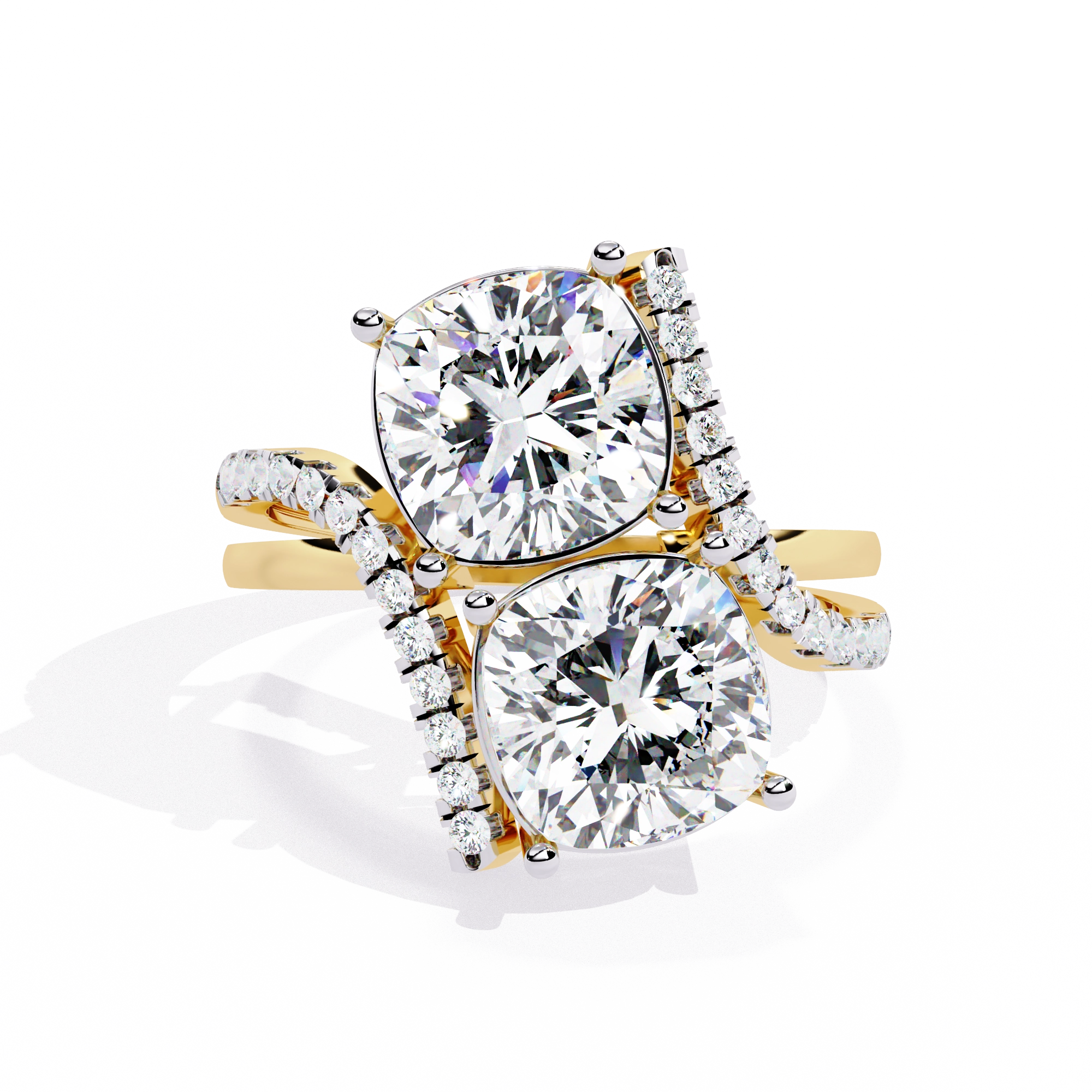 Luxury Twin Cushion Cut Diamond Ring