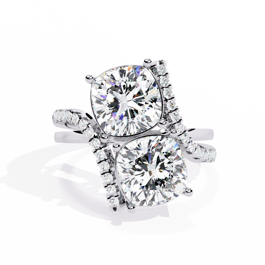 Luxury Twin Cushion Cut Diamond Ring