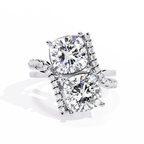Luxury Twin Cushion Cut Diamond Ring
