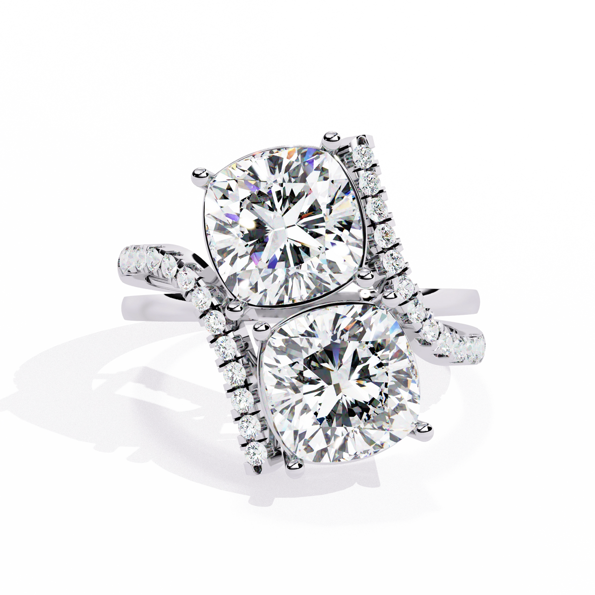 Luxury Twin Cushion Cut Diamond Ring