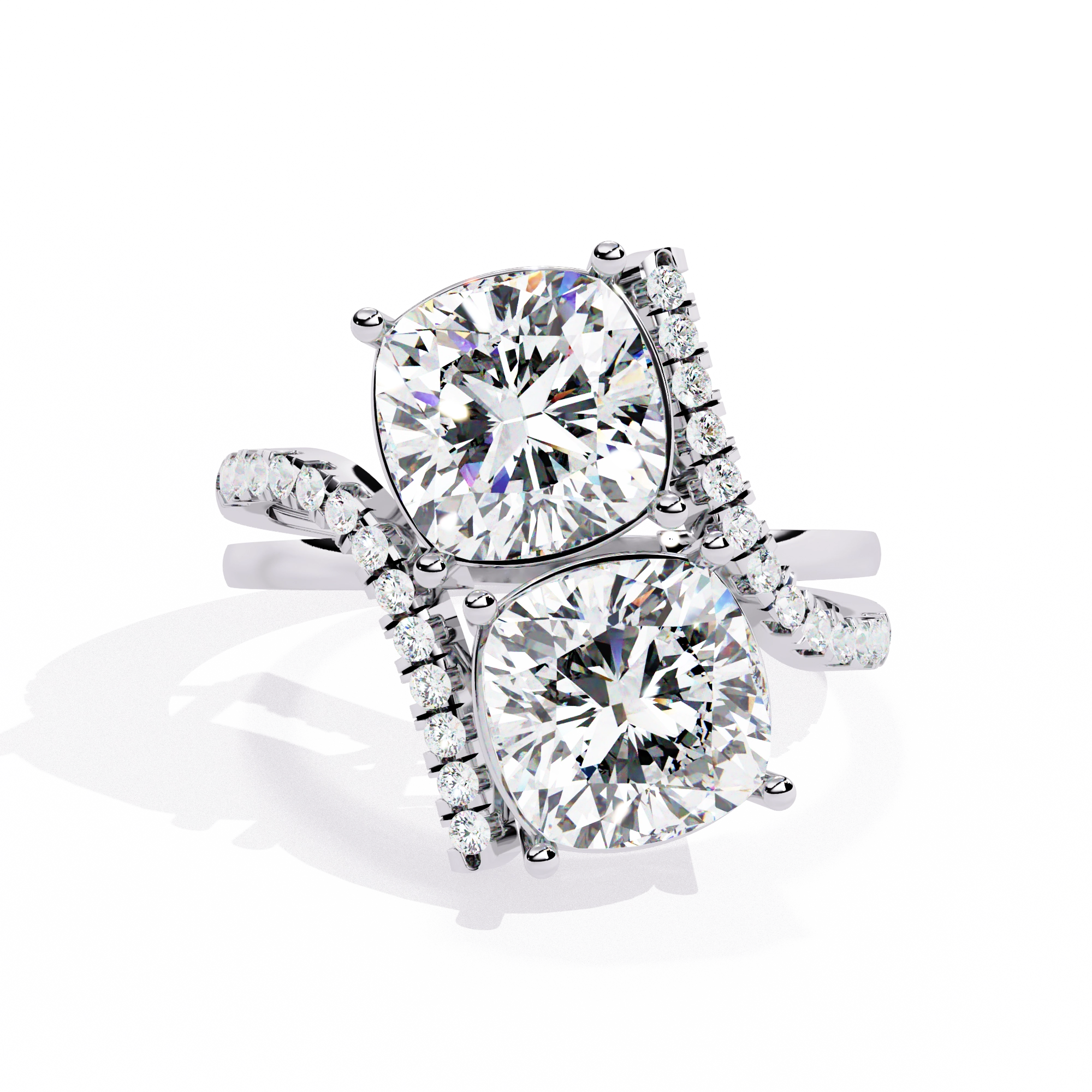Luxury Twin Cushion Cut Diamond Ring