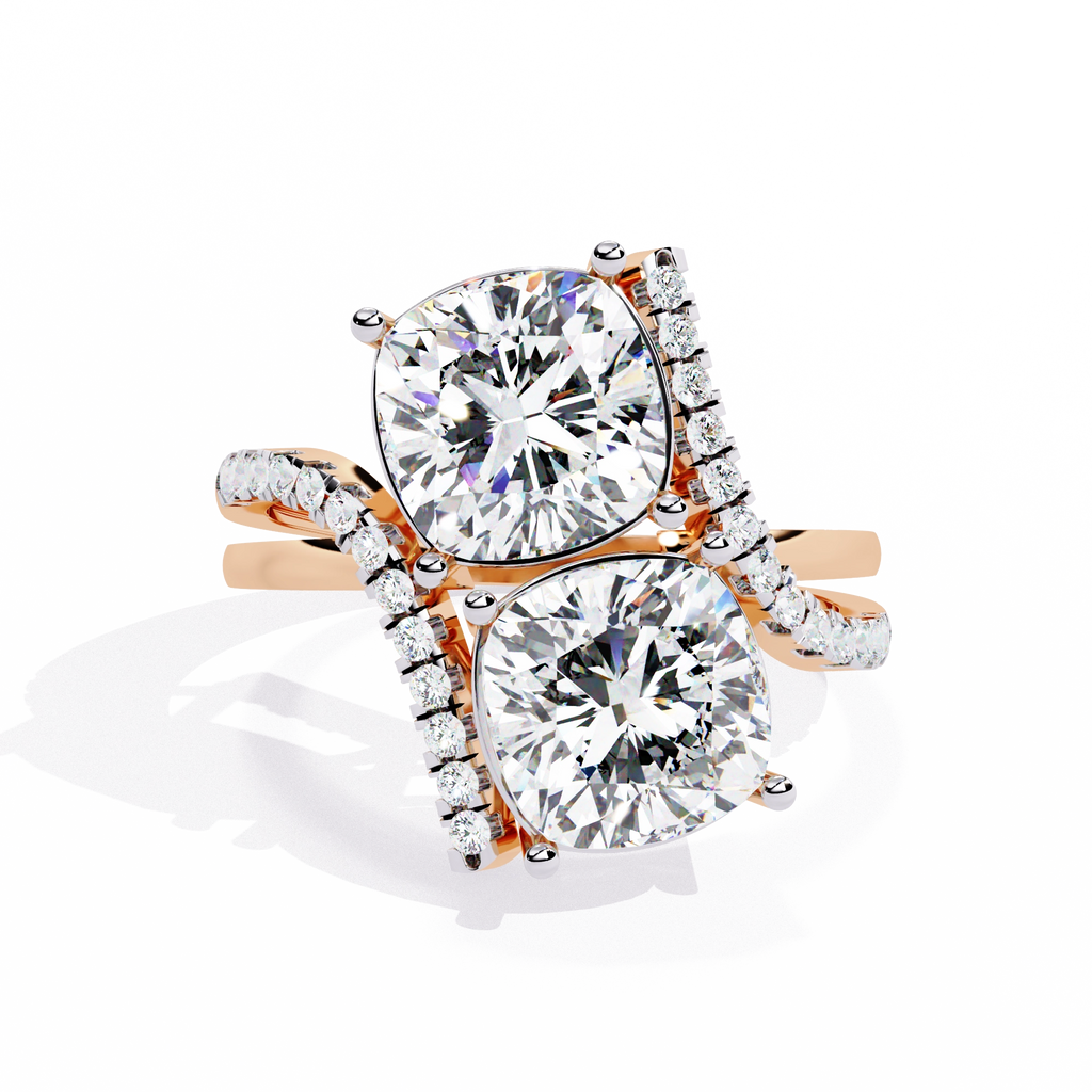 Luxury Twin Cushion Cut Diamond Ring