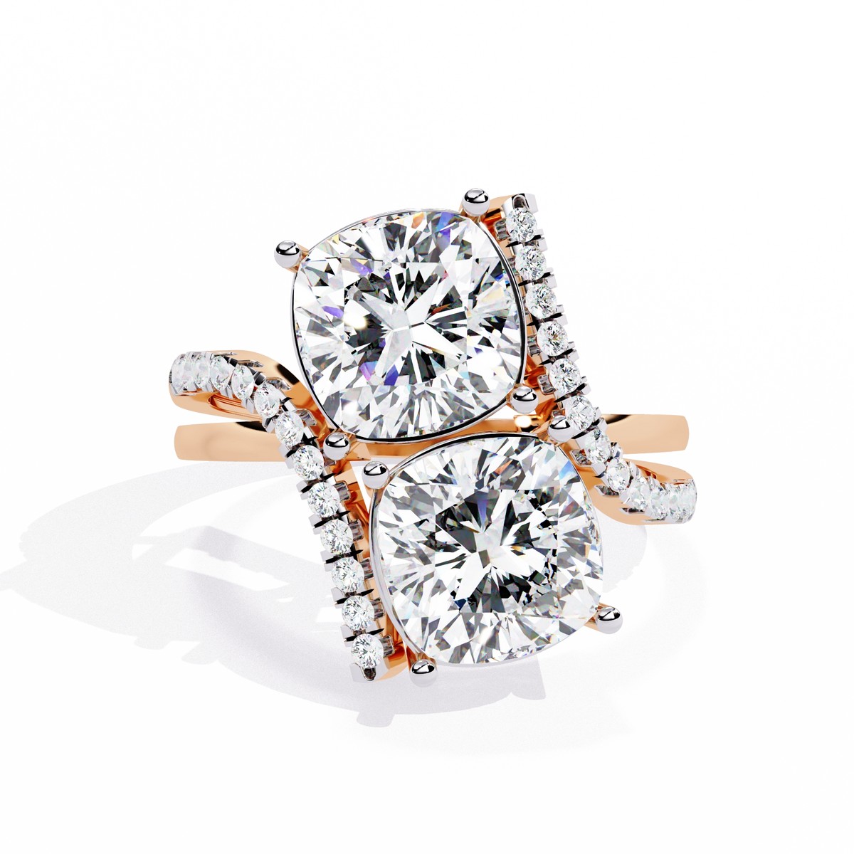 Luxury Twin Cushion Cut Diamond Ring