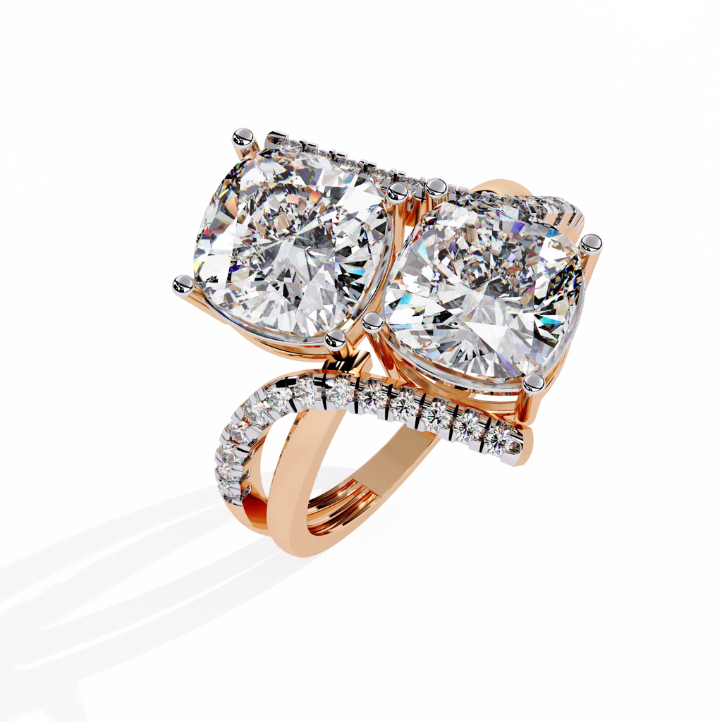 Luxury Twin Cushion Cut Diamond Ring