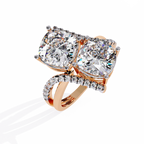 Luxury Twin Cushion Cut Diamond Ring