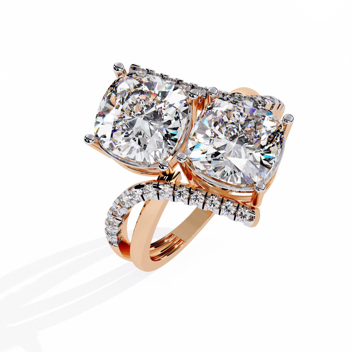 Luxury Twin Cushion Cut Diamond Ring