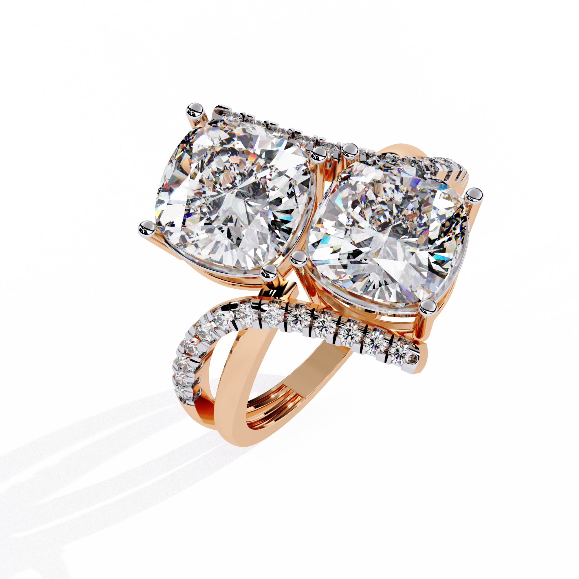 Luxury Twin Cushion Cut Diamond Ring