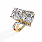 Luxury Twin Cushion Cut Diamond Ring