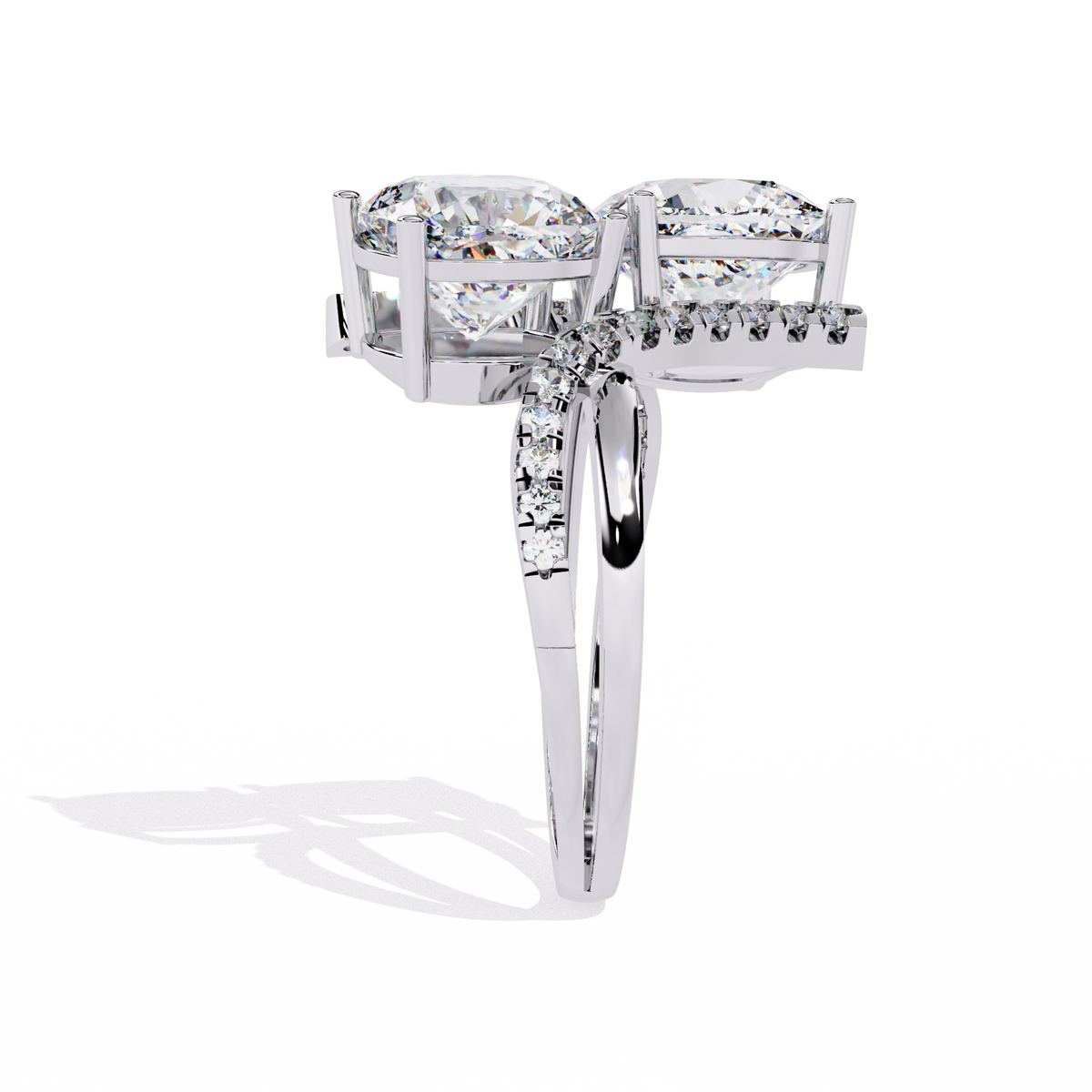 Luxury Twin Cushion Cut Diamond Ring