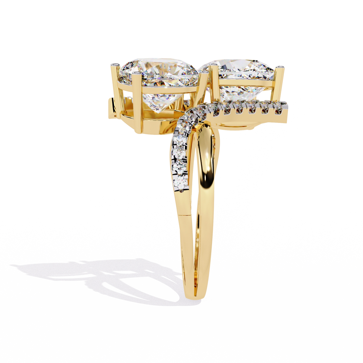 Luxury Twin Cushion Cut Diamond Ring
