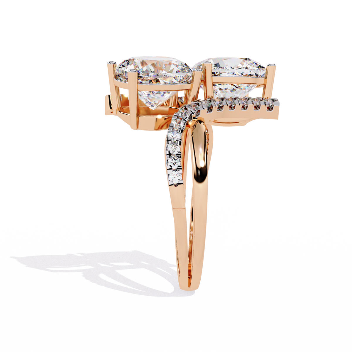 Luxury Twin Cushion Cut Diamond Ring