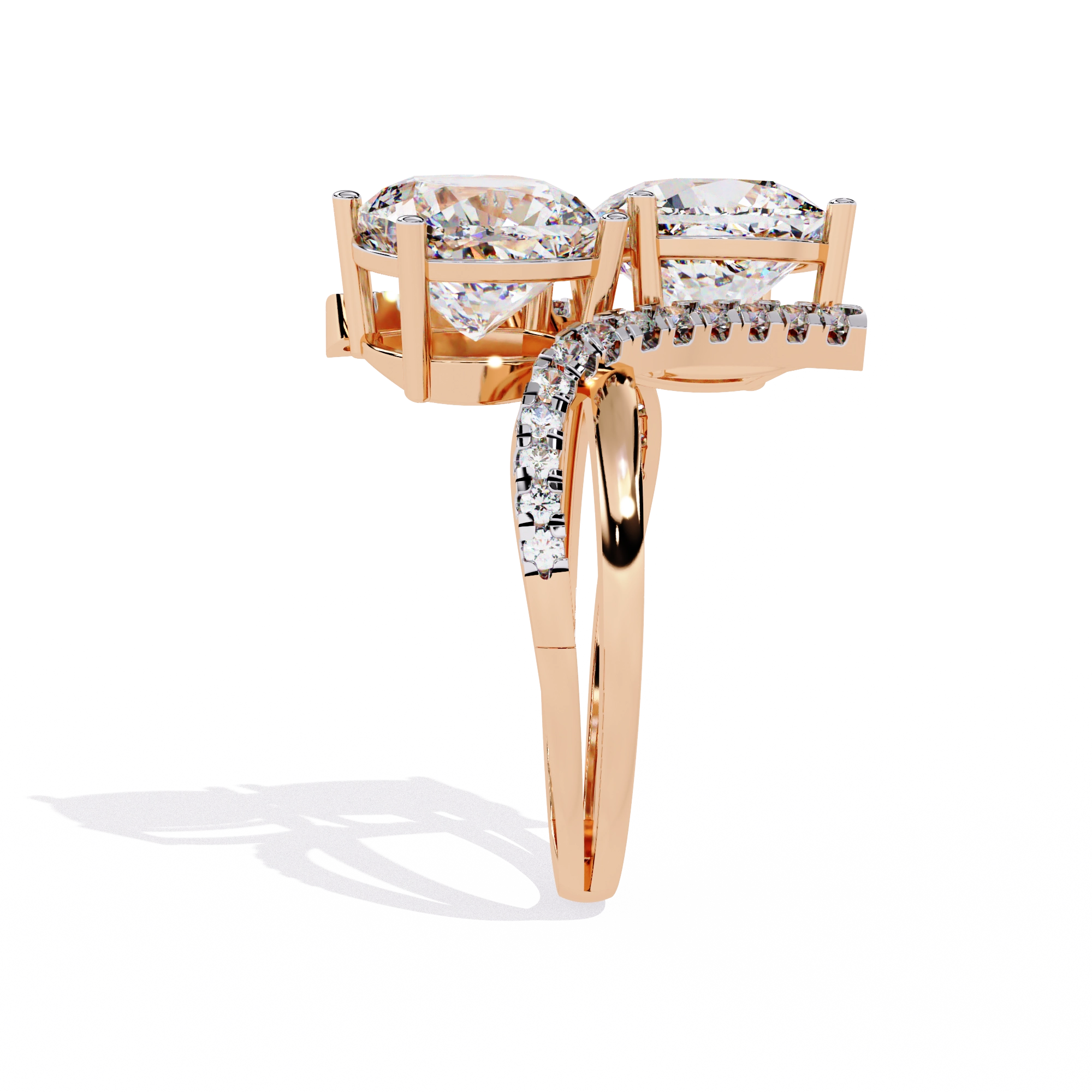 Luxury Twin Cushion Cut Diamond Ring
