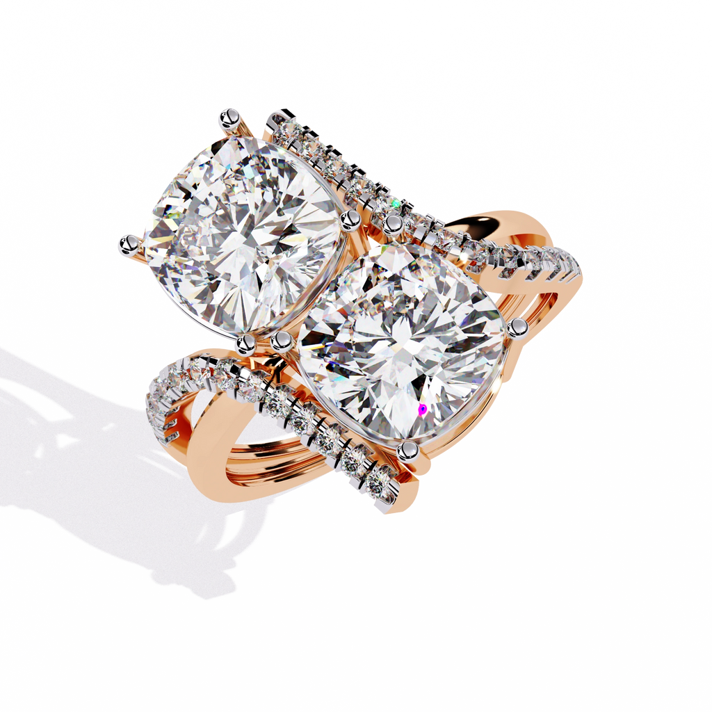 Luxury Twin Cushion Cut Diamond Ring