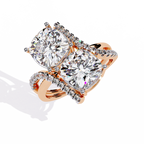Luxury Twin Cushion Cut Diamond Ring