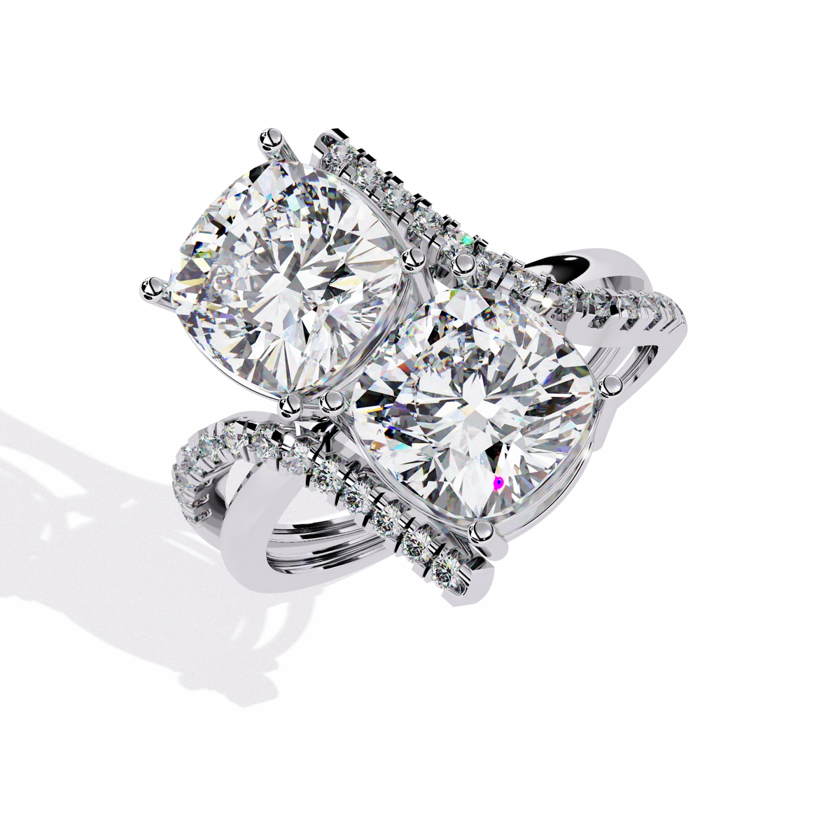 Luxury Twin Cushion Cut Diamond Ring