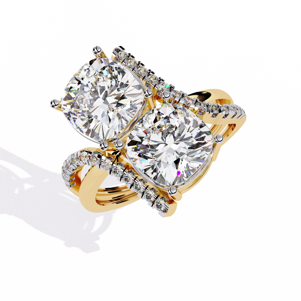 Luxury Twin Cushion Cut Diamond Ring