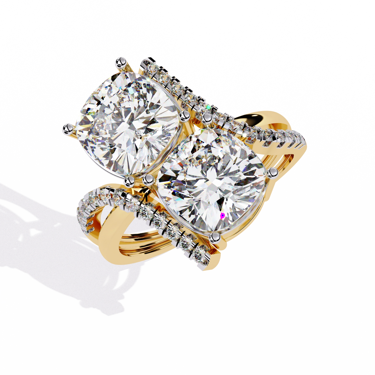 Luxury Twin Cushion Cut Diamond Ring