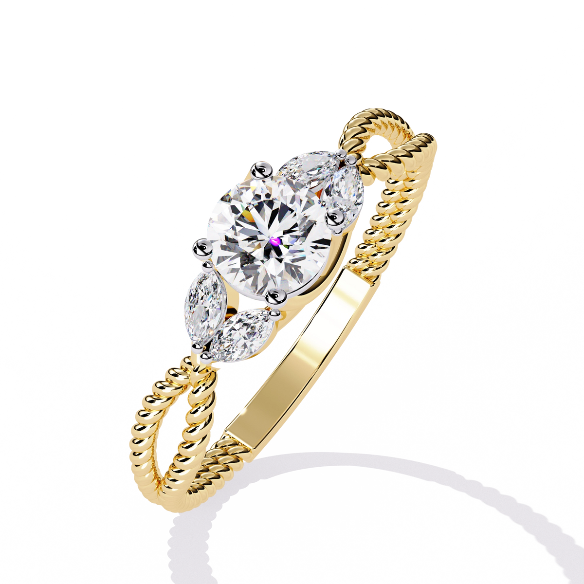 Vintage Twisted Diamond Solitaire Ring