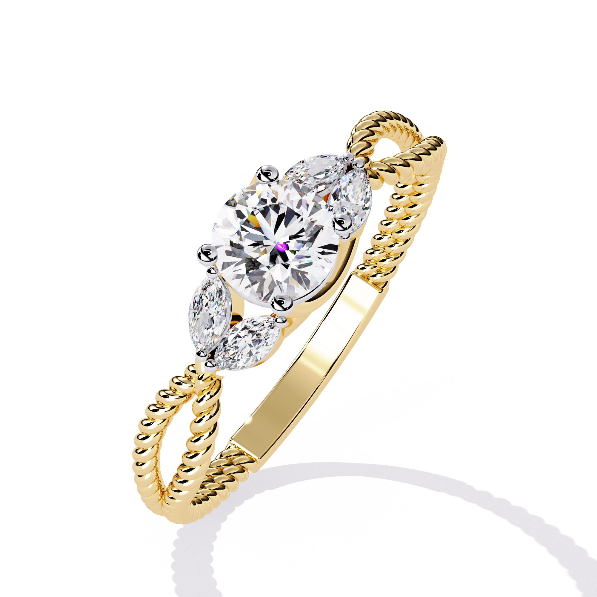 Vintage Twisted Diamond Solitaire Ring