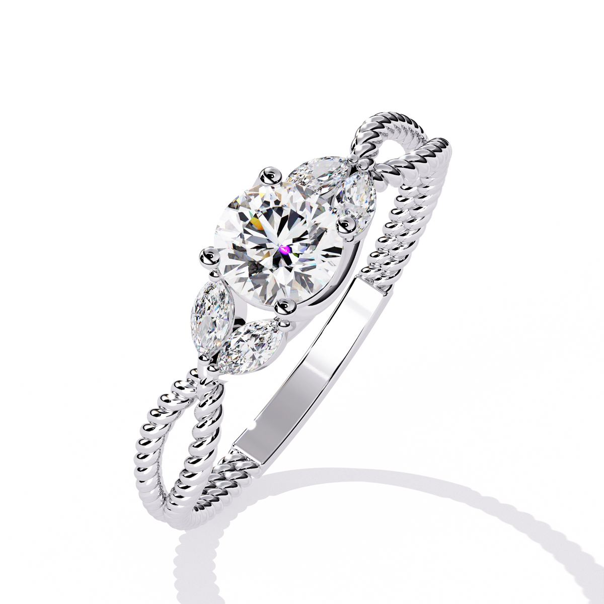 Vintage Twisted Diamond Solitaire Ring