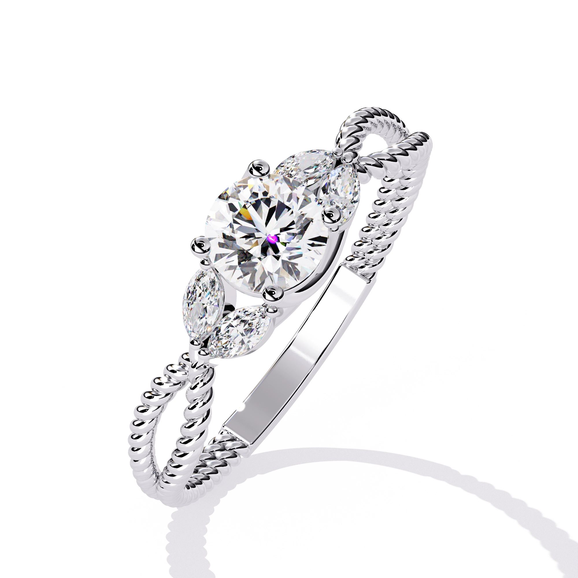 Vintage Twisted Diamond Solitaire Ring