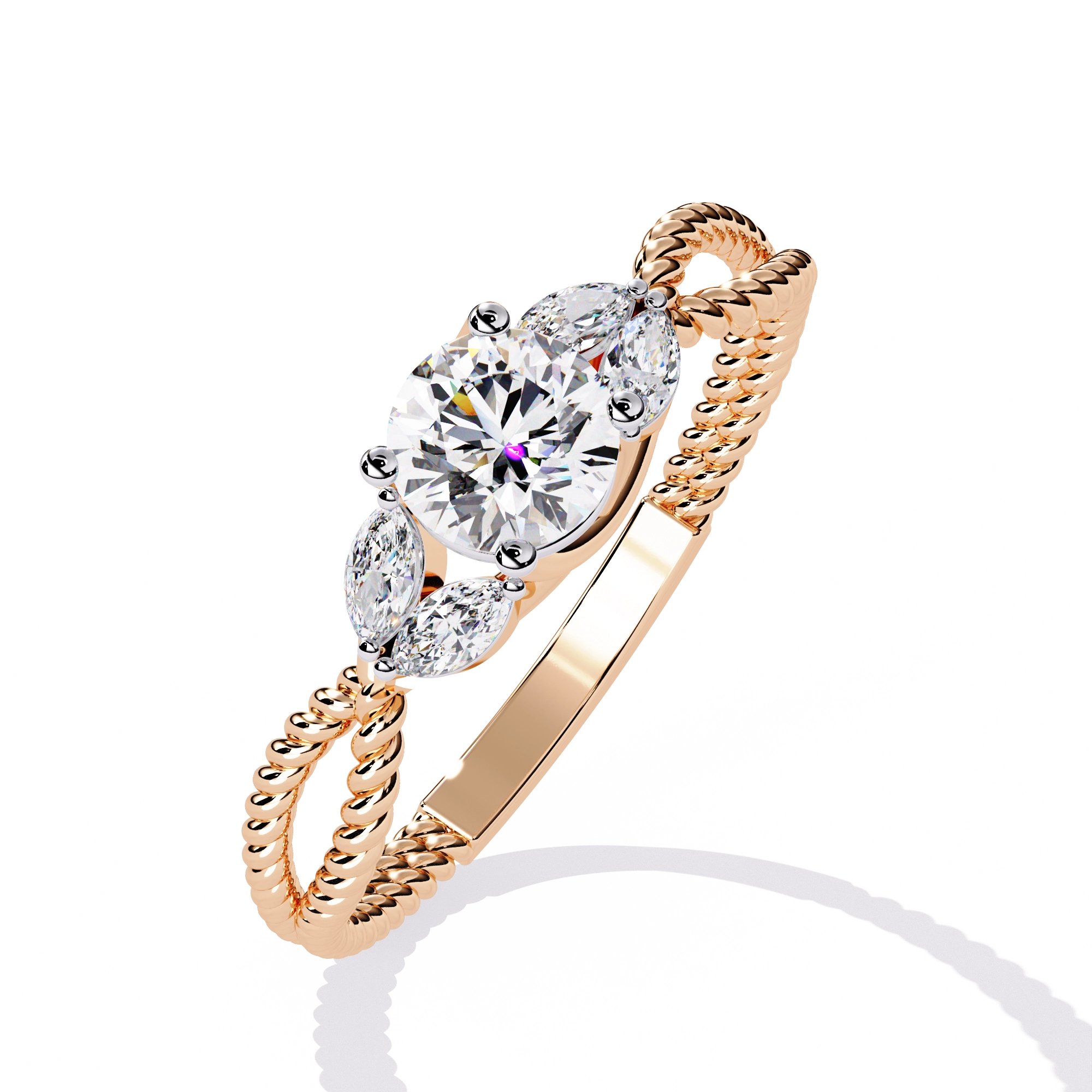 Vintage Twisted Diamond Solitaire Ring