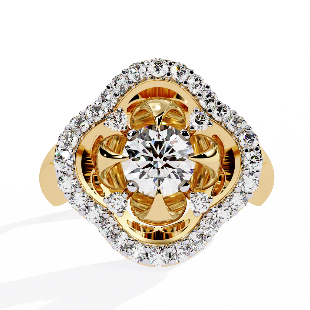 Floral Halo Diamond Statement Ring