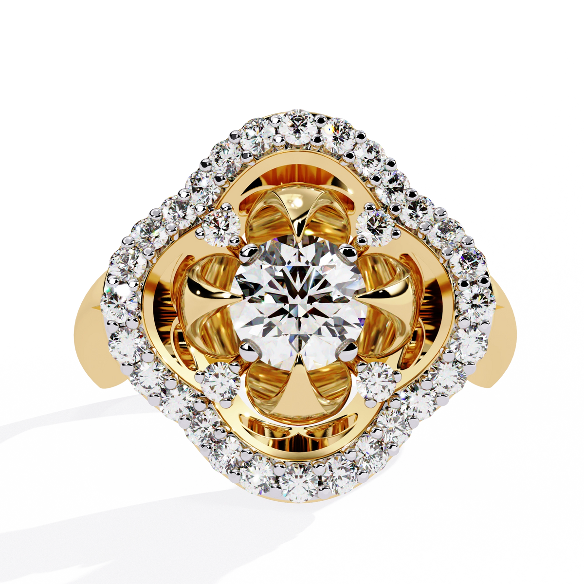 Floral Halo Diamond Statement Ring