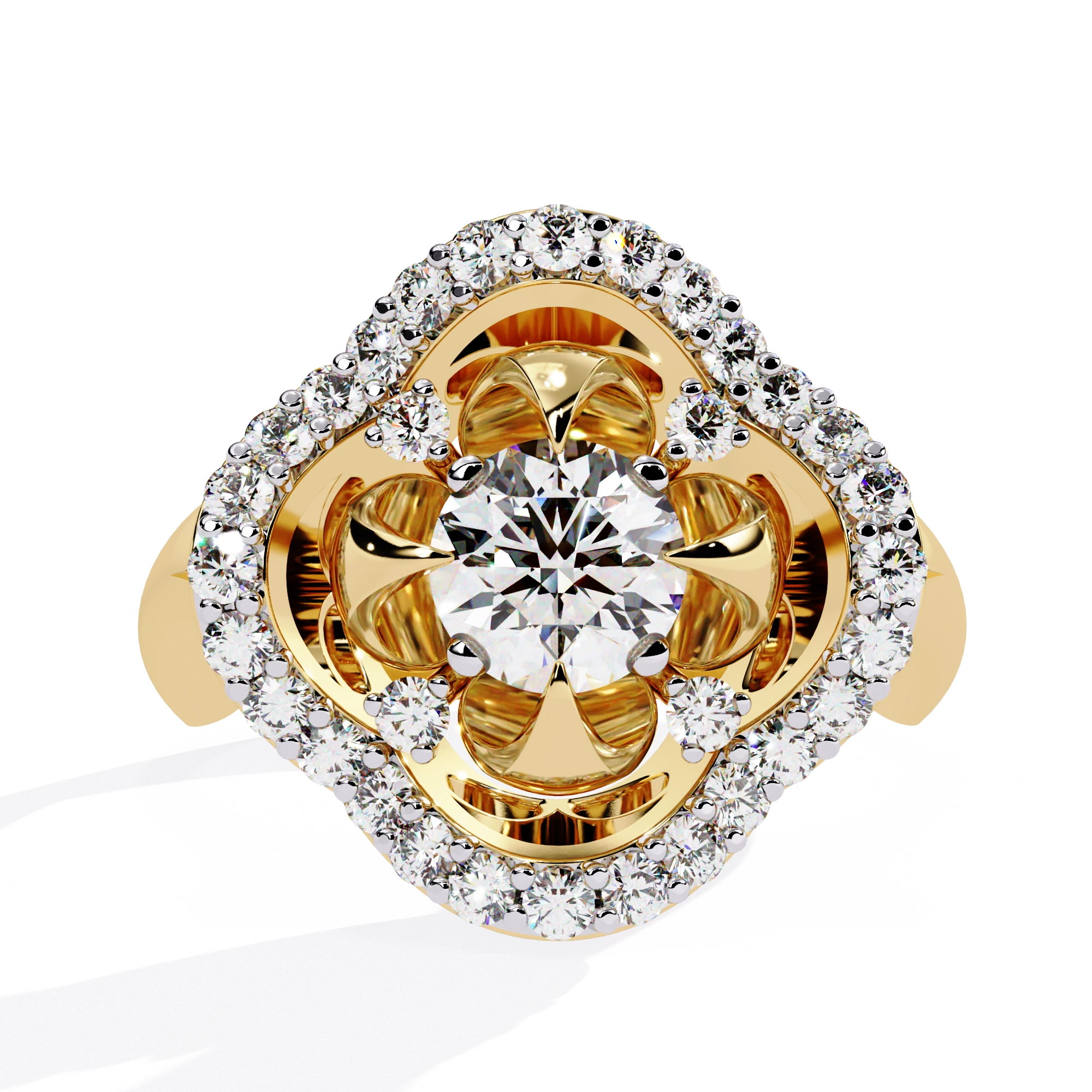 Floral Halo Diamond Statement Ring