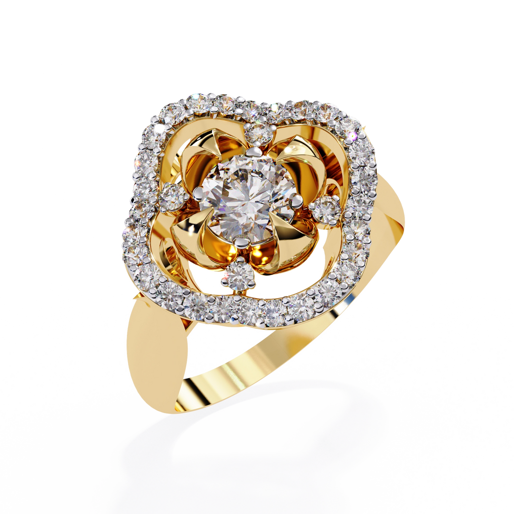 Floral Halo Diamond Statement Ring