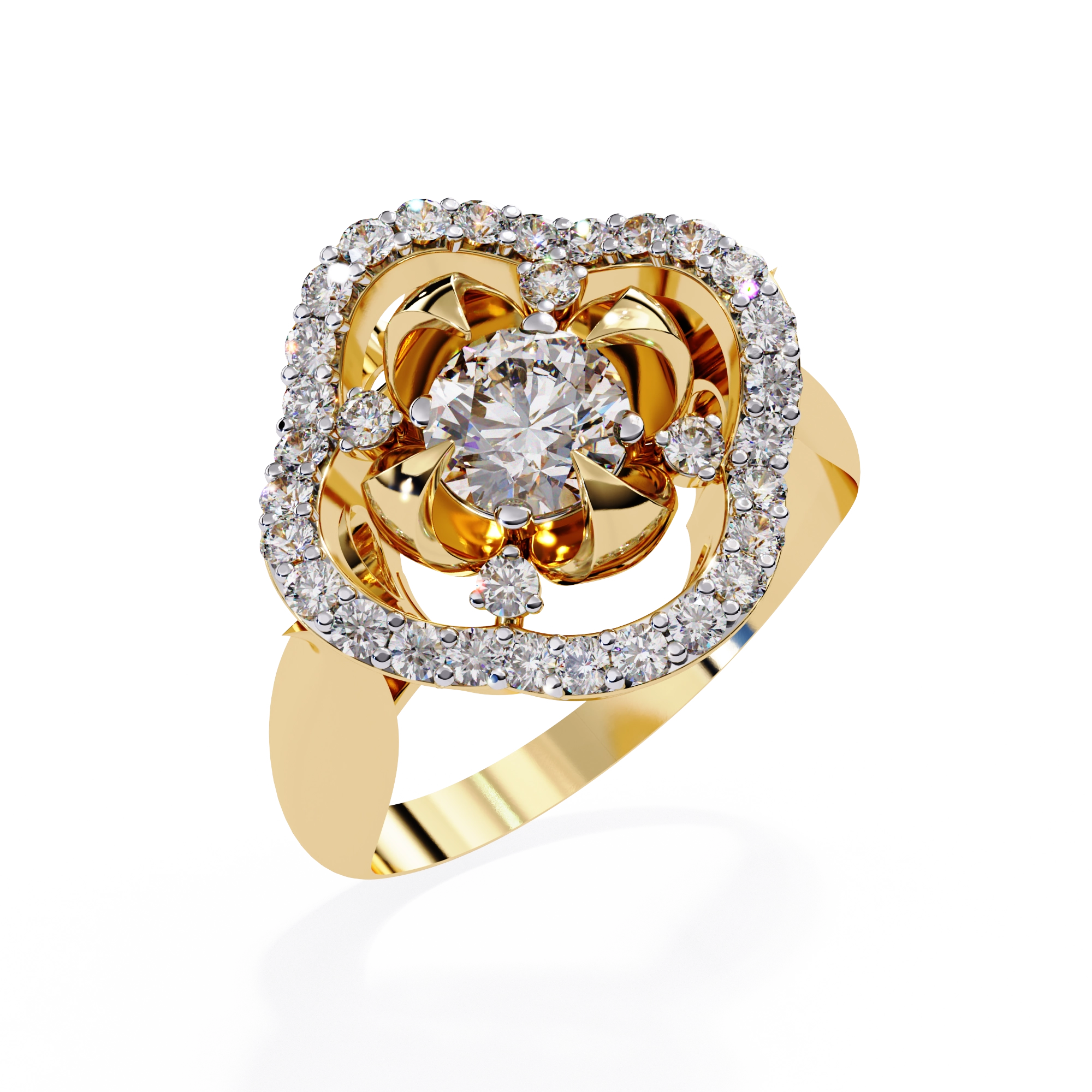 Floral Halo Diamond Statement Ring