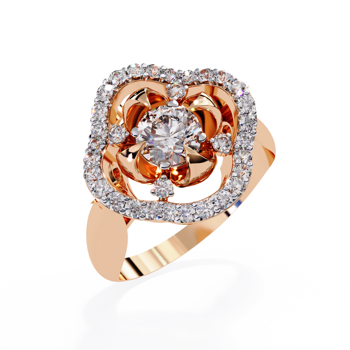Floral Halo Diamond Statement Ring
