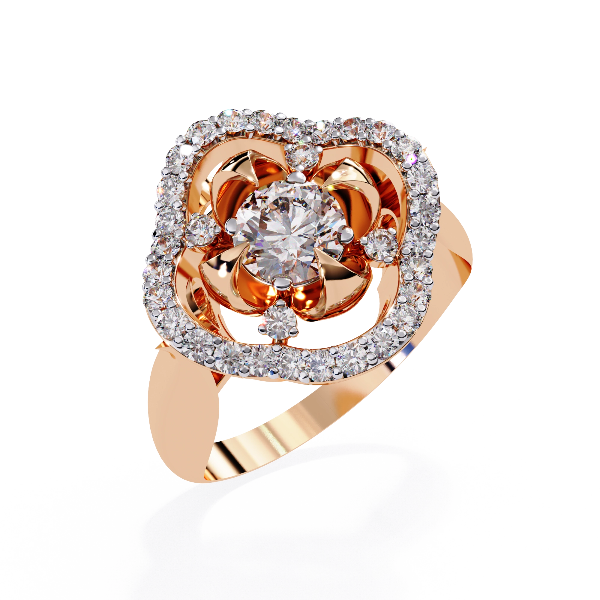 Floral Halo Diamond Statement Ring