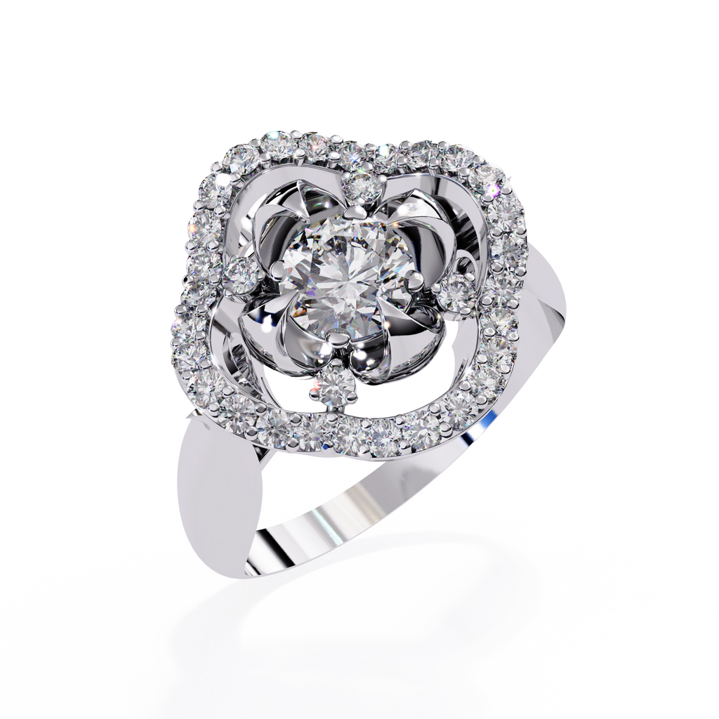 Floral Halo Diamond Statement Ring