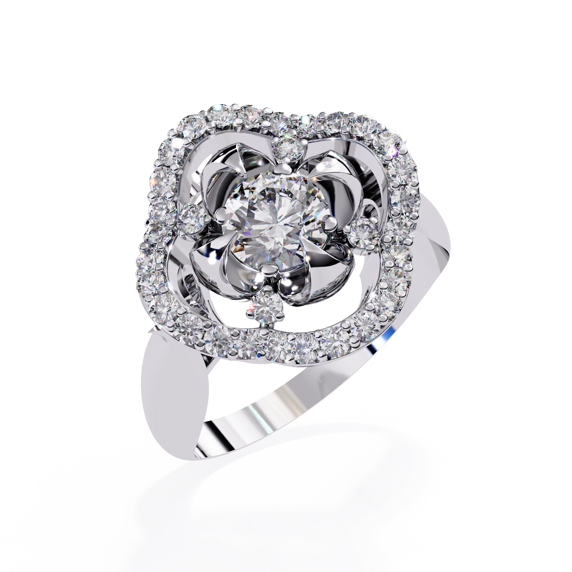 Floral Halo Diamond Statement Ring