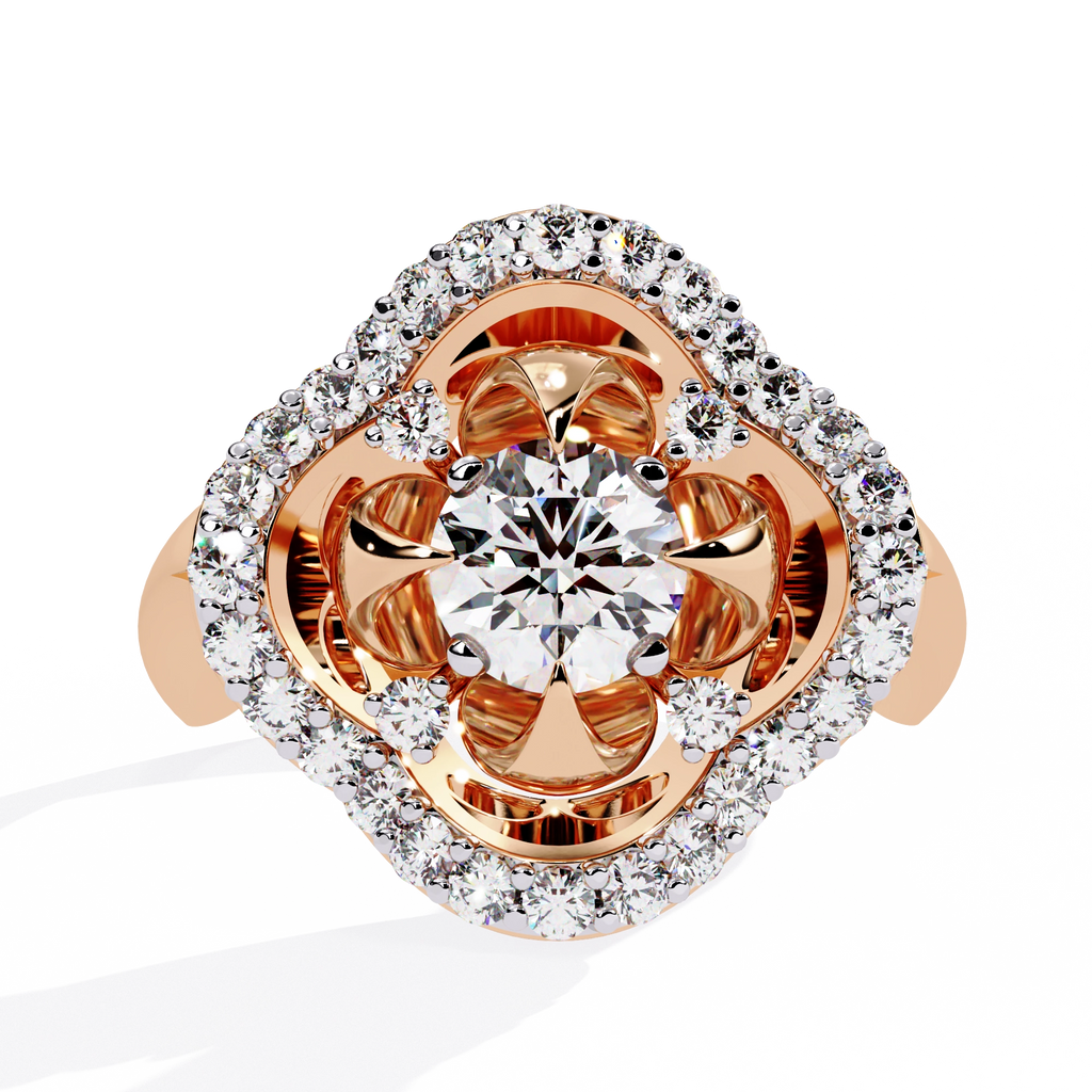 Floral Halo Diamond Statement Ring