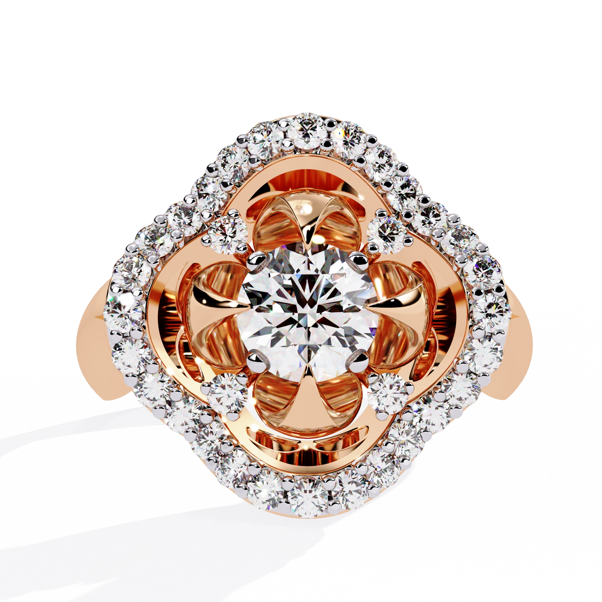 Floral Halo Diamond Statement Ring