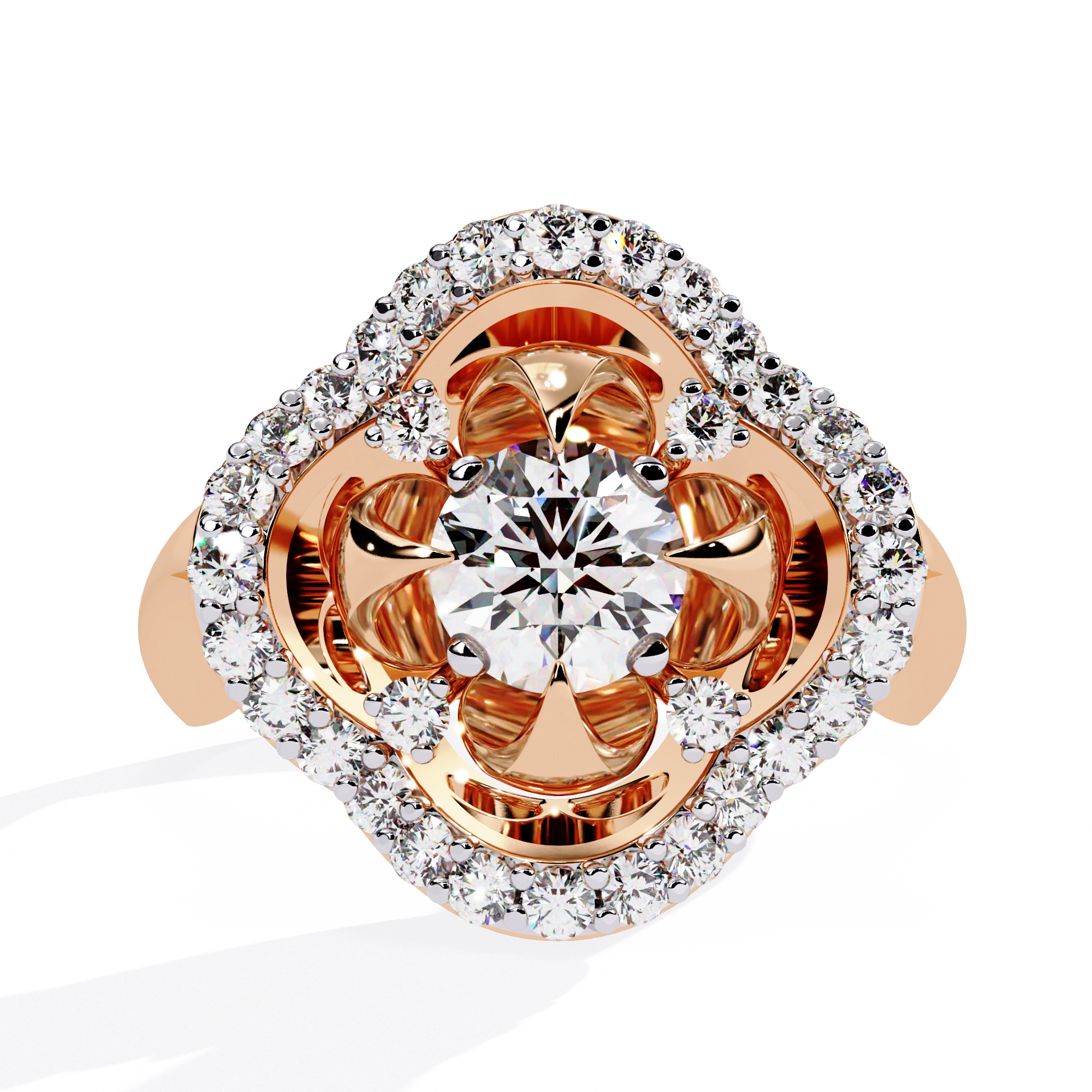Floral Halo Diamond Statement Ring