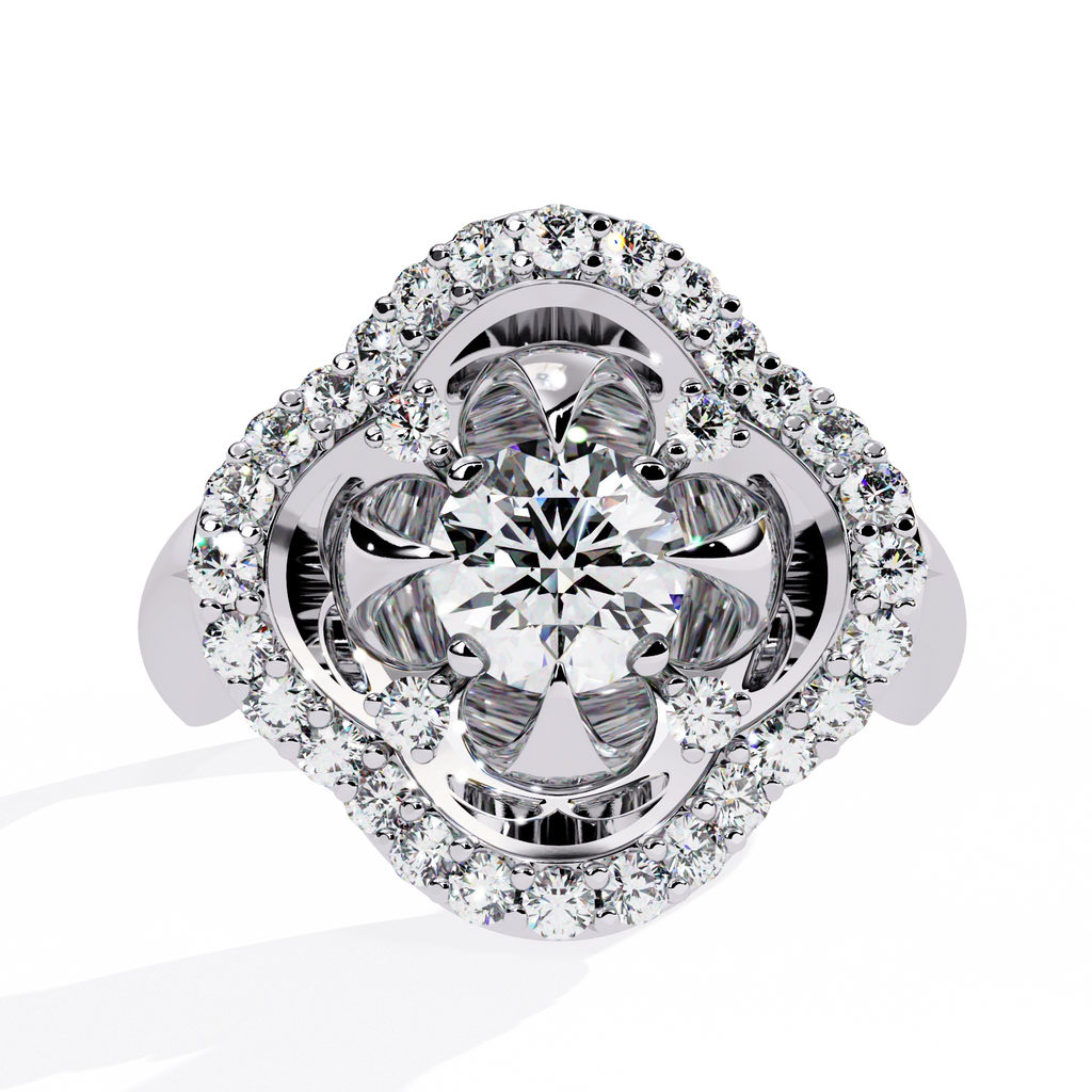 Floral Halo Diamond Statement Ring
