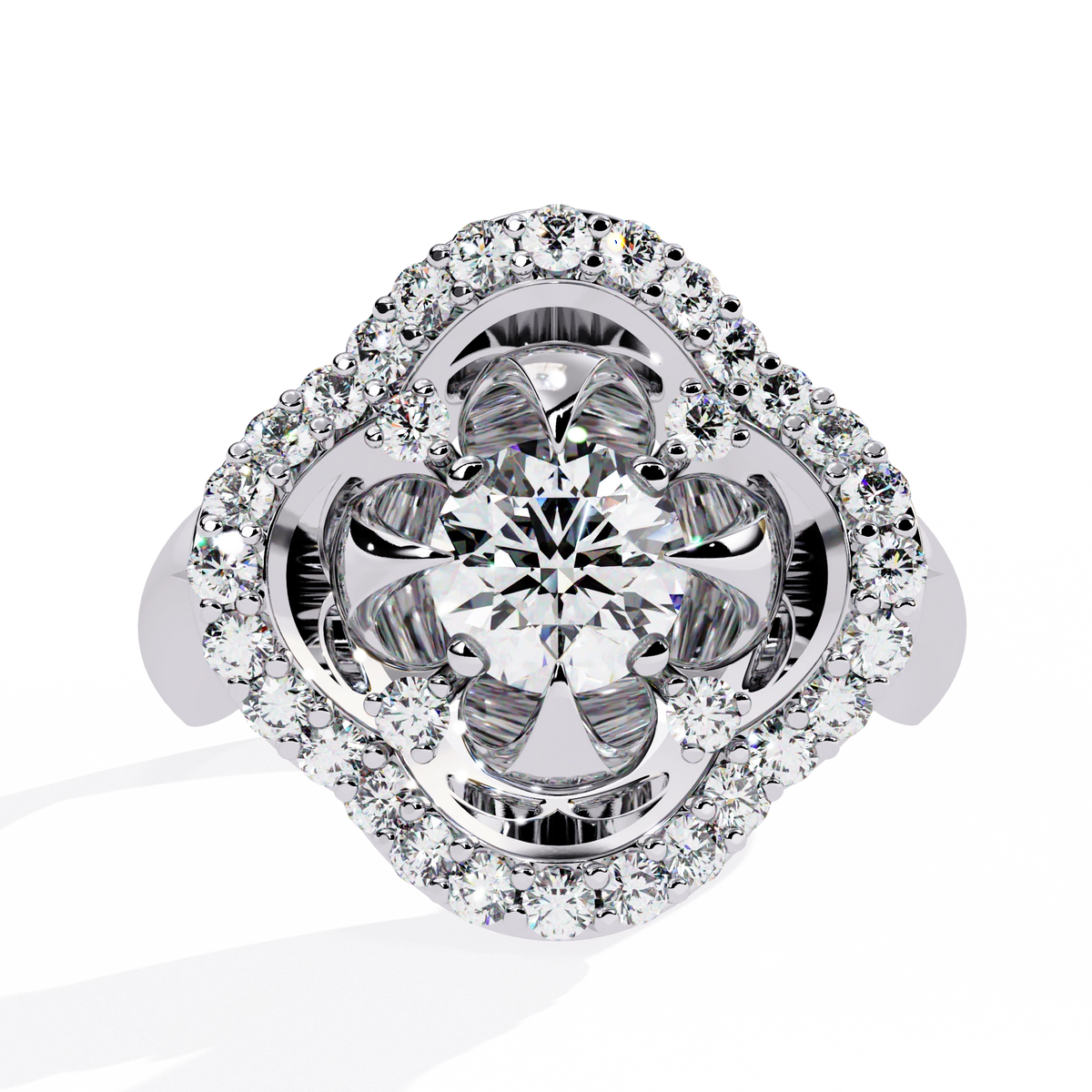Floral Halo Diamond Statement Ring