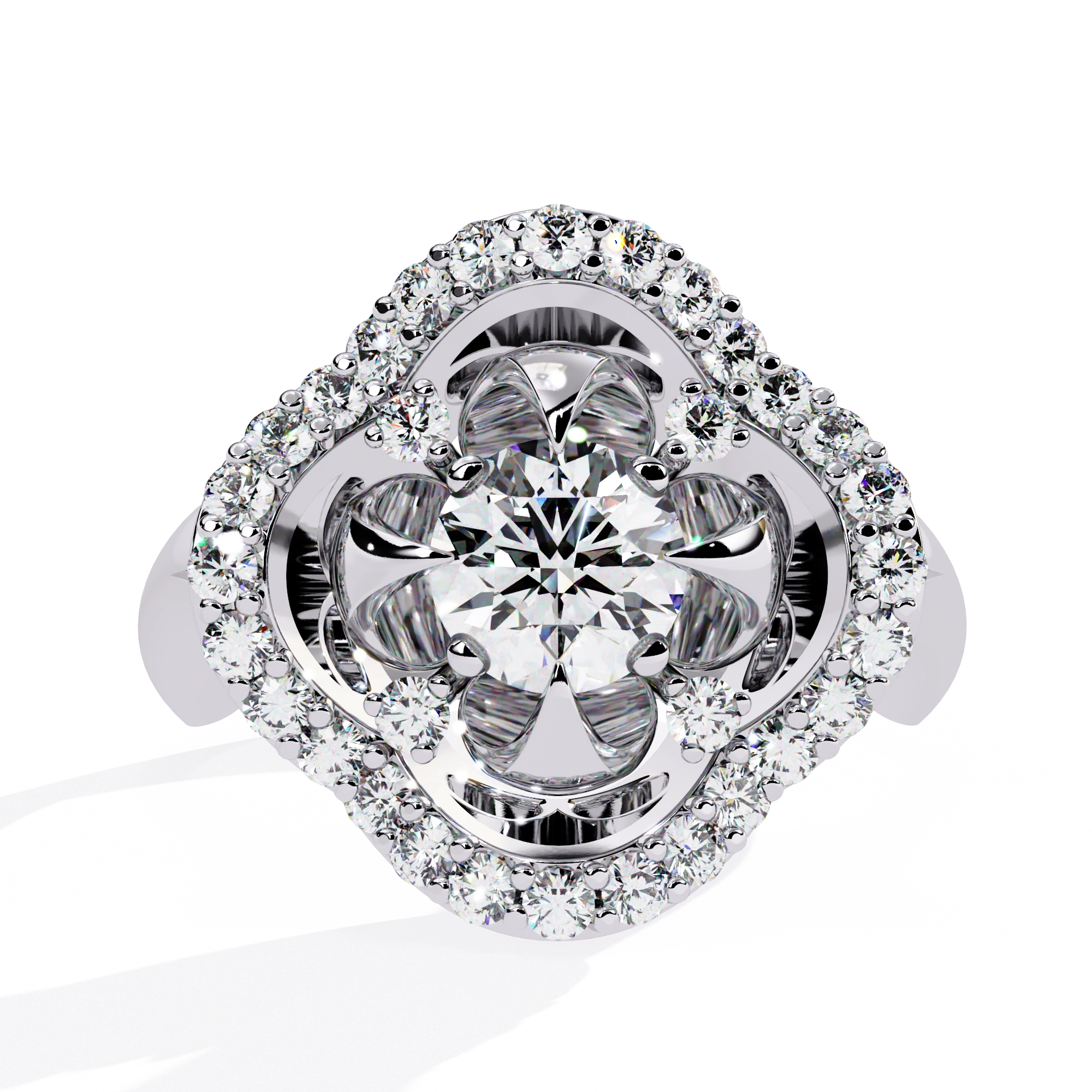 Floral Halo Diamond Statement Ring