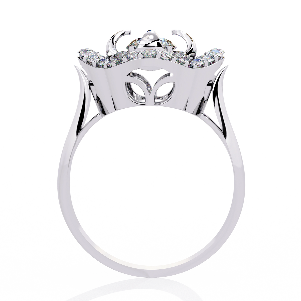Floral Halo Diamond Statement Ring