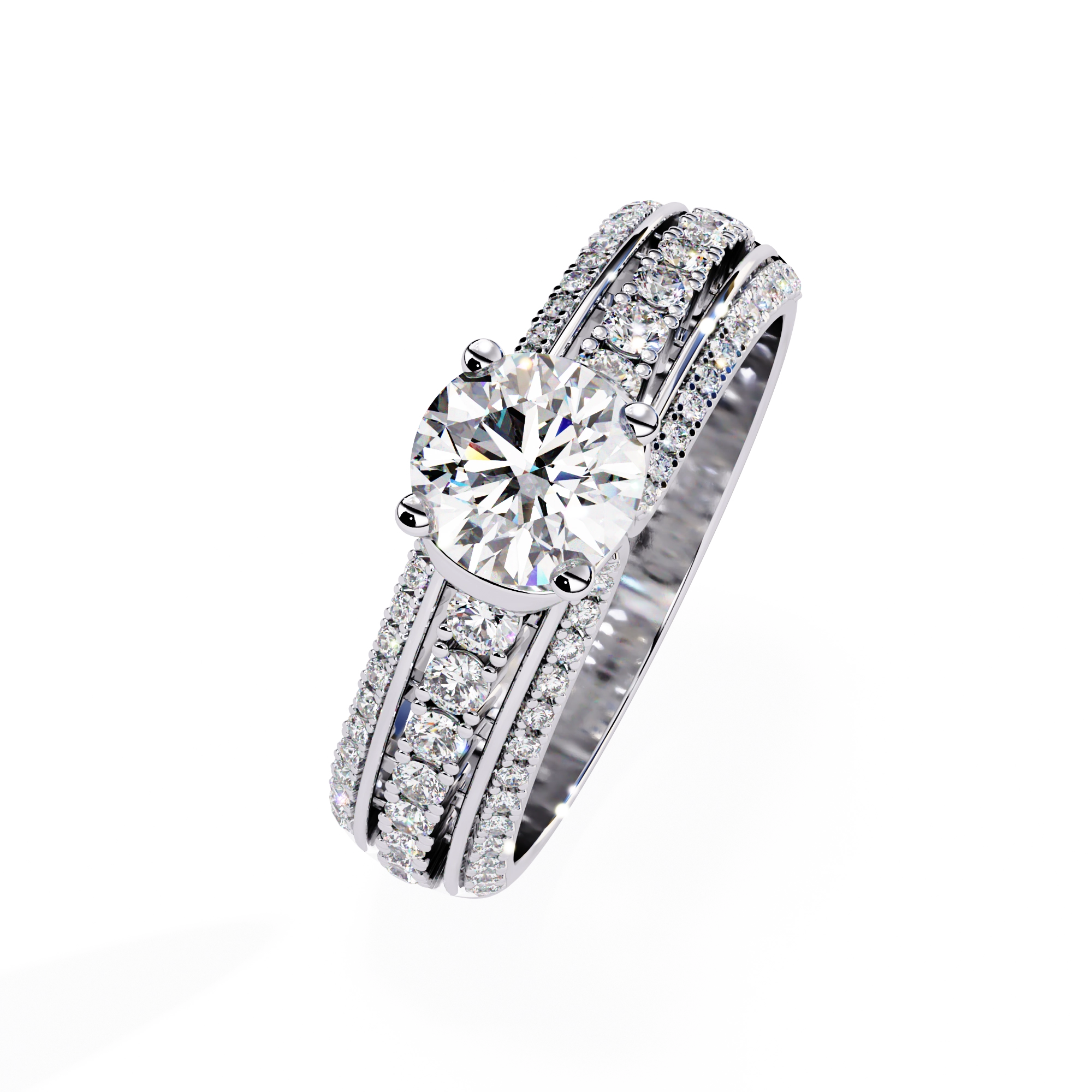 Modern Solitaire Diamond Band Ring