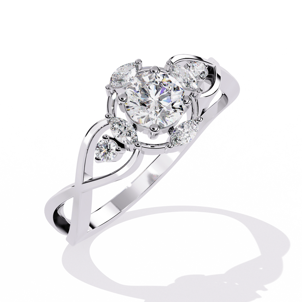 Elegant Heart Diamond Statement Ring
