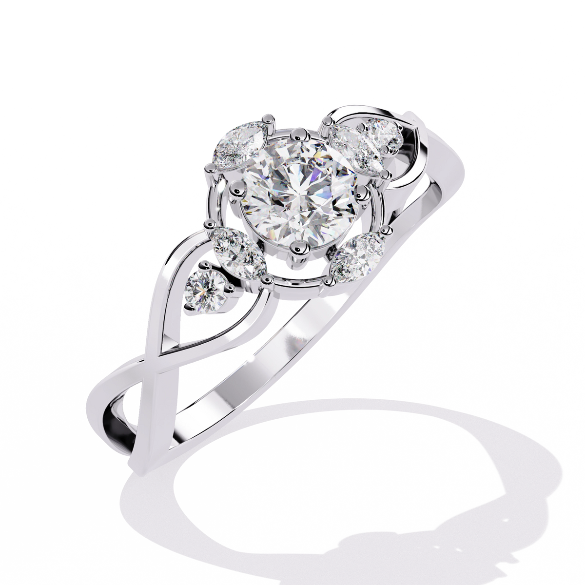Elegant Heart Diamond Statement Ring