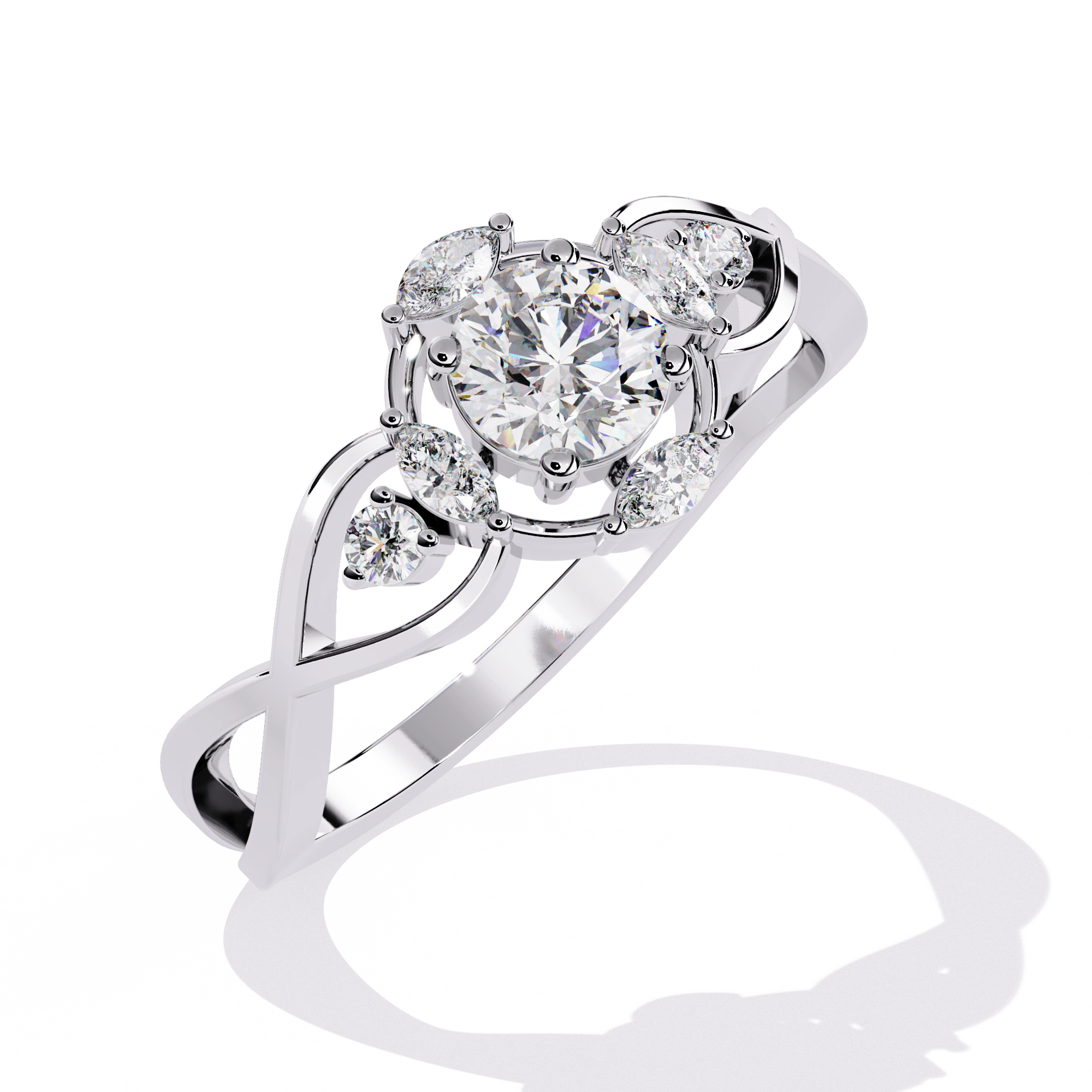 Elegant Heart Diamond Statement Ring