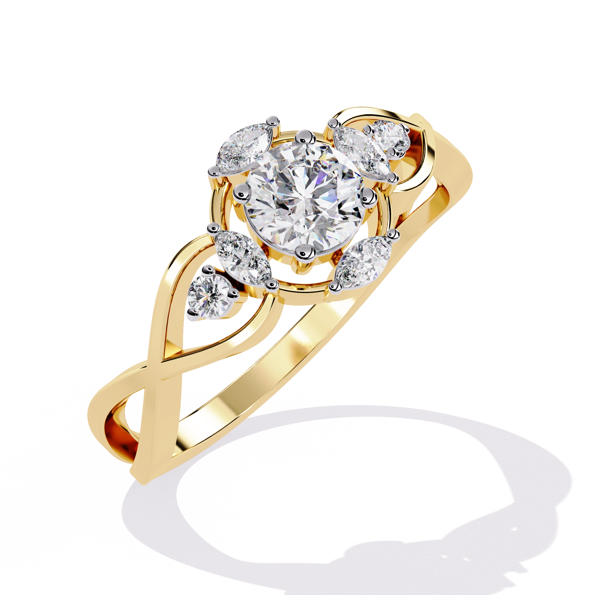 Elegant Heart Diamond Statement Ring
