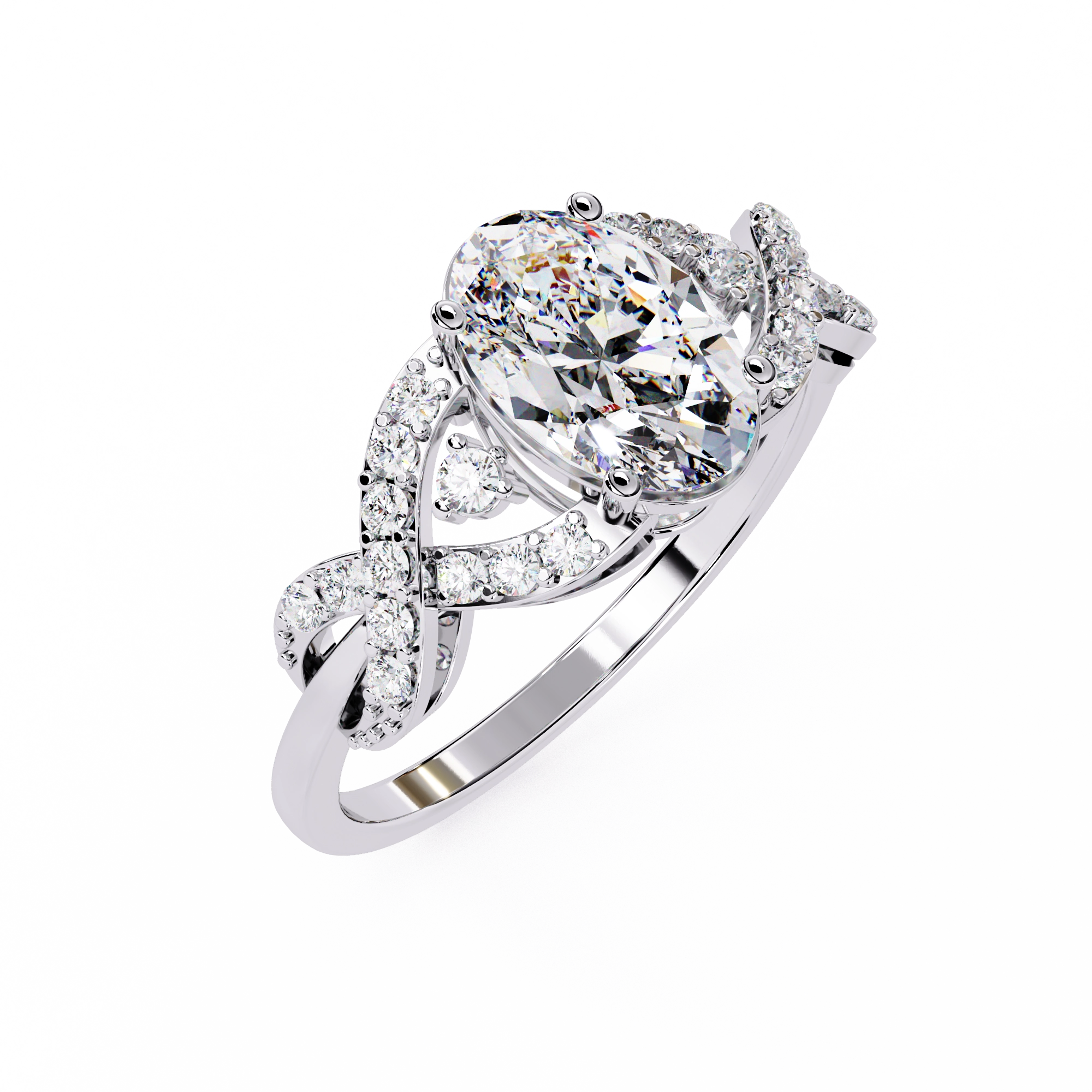 Pear Diamond Twist Statement Ring