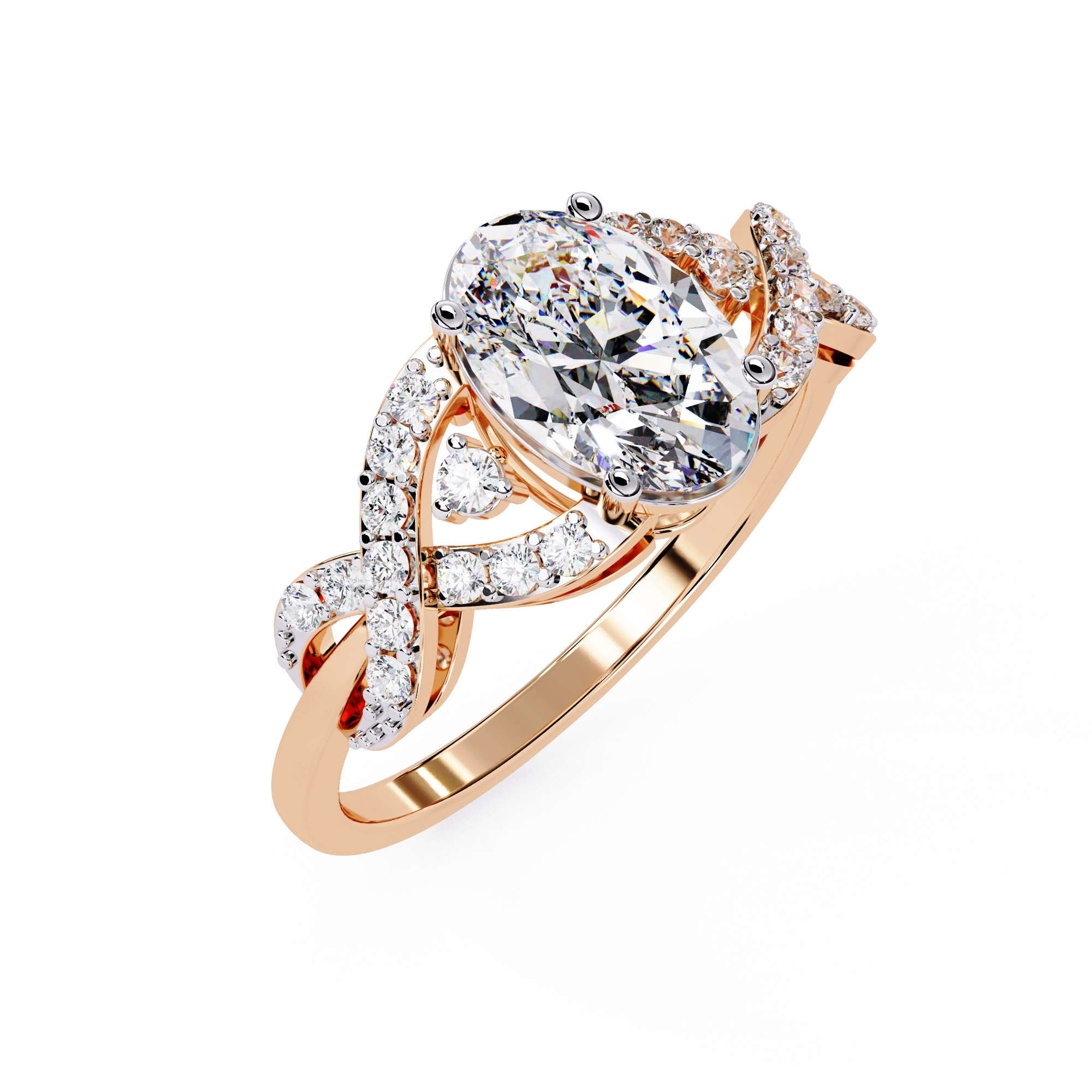 Pear Diamond Twist Statement Ring