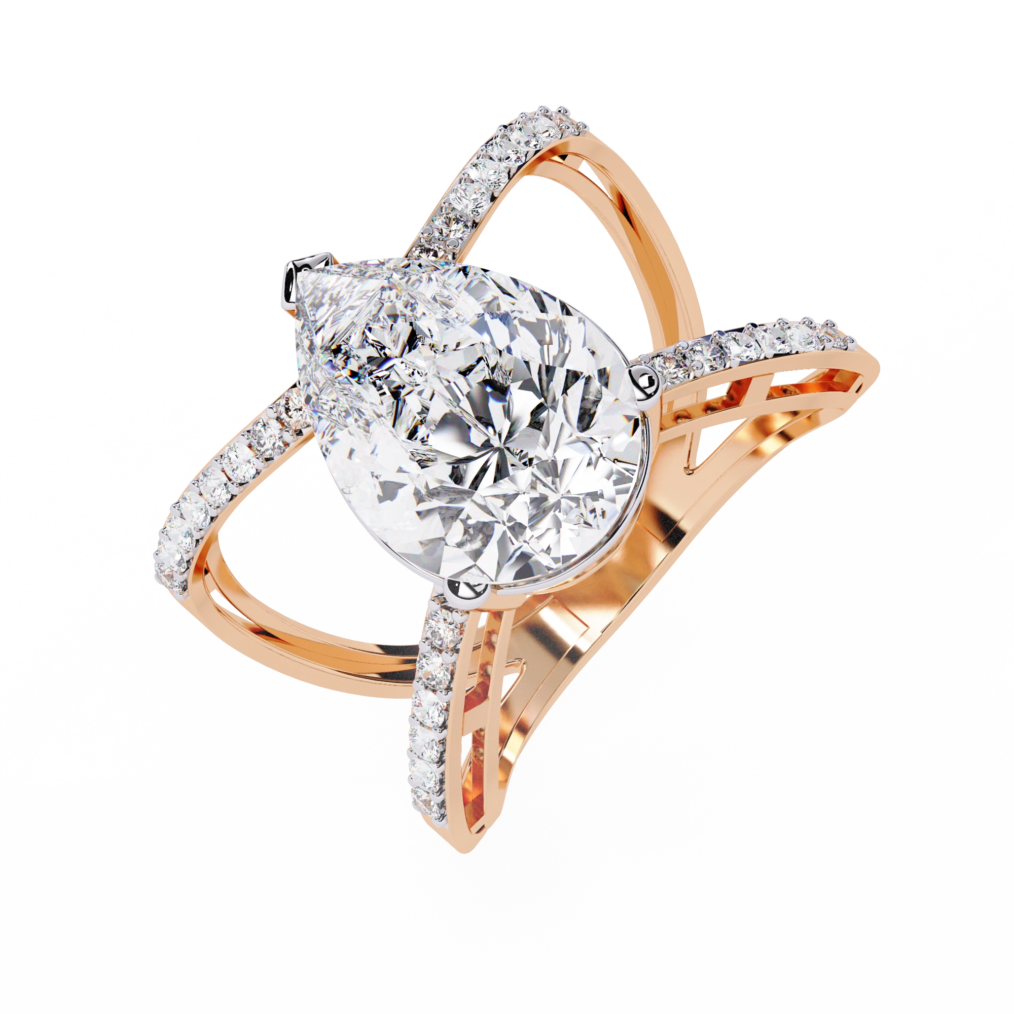 Cross Band Diamond Statement Ring